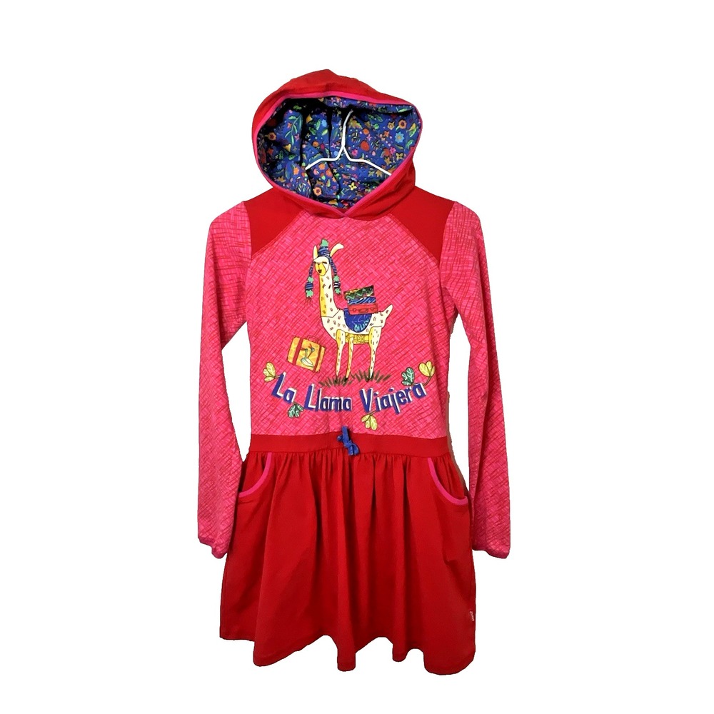 Oilily‎ Tamtam Lama Hooded Dress Designer Eclectic Llama Girls Size 152/12Y NEW